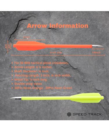 SPEED TRACK 60PCS 6.25 Inch Mini Crossbow Bolts Set 50-80LB - Sharp Metal Tip, Reusable Arrows for Target Practice, Hunting, Fishing - Red/Yellow - Buy Online on GoSupps.com