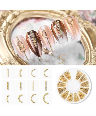 Gold Nail Charms Set - 6 Boxes Metal Studs for Acrylic Nails | Various Designs for Nail Art Decorations | Flowers, Shells, Stars, Moons, Beaches | Thin Flakes Kit - Buy Online on GoSupps.com