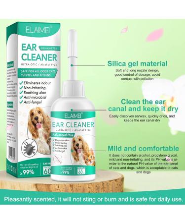 AIKUWWOIRQIA Dog Ear Cleaner 60ml - Antibacterial Drops for Infections, Yeast, and Irritation in Dogs and Cats - Buy Online on GoSupps.com