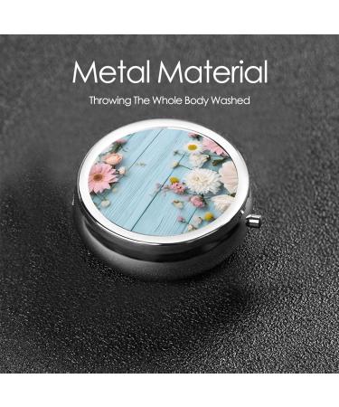 Teal Floral Mini Round Pill Box - 3 Compartment Travel Organizer for Home & Office - Buy Online on GoSupps.com