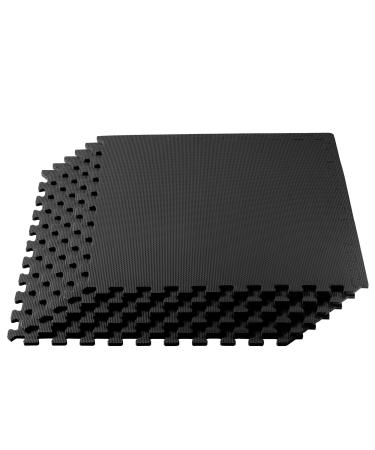 We Sell Mats 12 Inch Thickness Multipurpose EVA Foam Floor Tiles Interlocking Floor Mat for Indoor Gym and Home Use 16 Square Feet (4 Tiles) Black