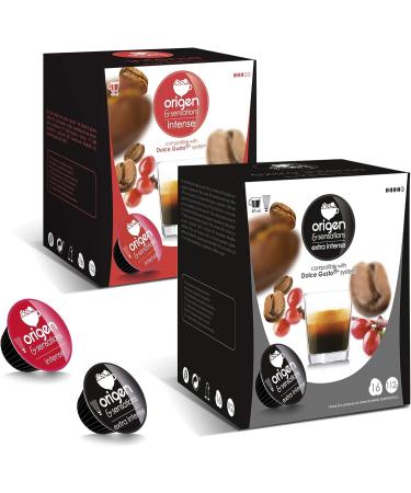  Origen & Sensations Dolce Gusto Pack of 64 Compatible Coffee Capsules - Origin & Sensations Coffee Capsules - 2 Extra Intenso Capsules - 2 Intenso Capsules - 64 Compatible Coffee Capsules - Buy Online on GoSupps.com