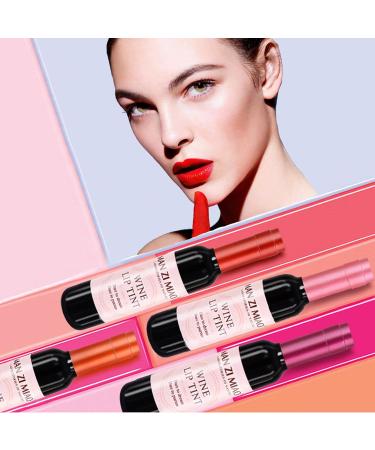 6 Colors Wine Lip Tint - Waterproof Long Lasting Lipstick Set | Non-Stick Cup Moisturizing Lip Gloss - Fine Packaging for All-Day Wear - Buy Online on GoSupps.com