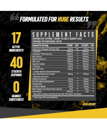 Wrecked Pre-Workout Supplement - 30G+ Ingredients for Energy, Pumps & Focus with L-Citrulline, Beta-Alanine & More - No Fillers (Sour Gummy) - Buy Online on GoSupps.com