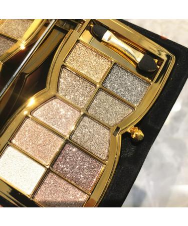 Glitter Eyeshadow Palette Sparkle Eyeshadow Palette 10 Colors Shimmer Eyeshadow Palette Gold Eyeshadow Shimmer Makeup Palette Highly Shining Pigmented Long Lasting Waterproof for Women