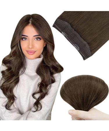 Easyouth Brown Wire Hair Extensions Real Human Hair Secret Hair Extensions Brown One Piece Fish Line Hair Extensions Real Hair Long 20 Inch 100g 20 Inch 1-Wire #2