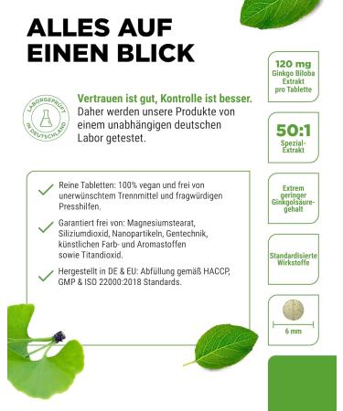 Buy Ginkgo Biloba 6000 mg - 365 Vegan Tablets | Premium Extract with Flavonglycosides & Ginkgolid | High-Dose Lab-Tested No Ginkgolic Acid - International Shipping Available - Buy Online on GoSupps.com