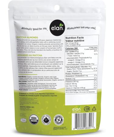 Elan Organic Matcha Almonds 160g Non-GMO Gluten-Free Vegan Kosher Superfood Infused Nuts (Roasted Almonds Coconut Matcha Green Tea Powder) Source of Antioxidants (Vitamin A) - Buy Online on GoSupps.com