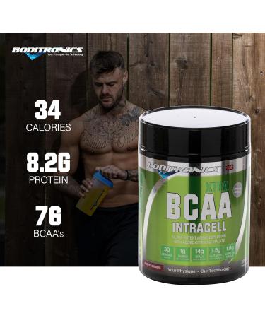 Boditronics BCAA Intracell Xtra Branched Chain Amino Acid Supplement with Vitamin B6 & B3 Immune Booster Electrolytes Amino Energy Drink Powder (Forest Berries 375g) Forest Berries 375g - Buy Online on GoSupps.com