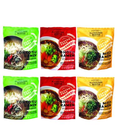 Gluten Free Meister Japanese Ramen - Tonkotsu, Shoyu, Miso Variety 6pk (Vegan/Vegetarian)