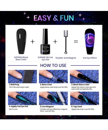 Supwee Cat Eye Gel Nail Polish Set - 12 Colors, 9D Magnetic with Glitter Galaxy Effect for Manicure at Home or Salon - Buy Online on GoSupps.com