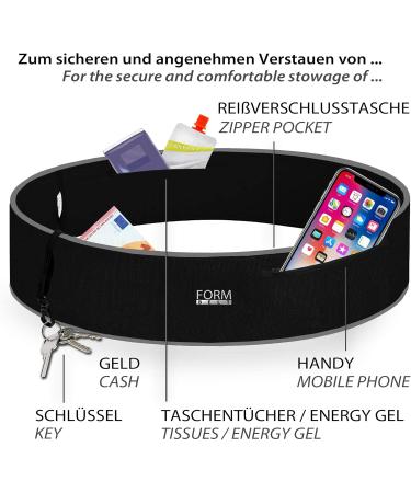 Formbelt Plus Sports Belly Bag with Zipper - Elastic Running Pocket for iPhone 8/Plus Samsung Galaxy S7/S10 - Travel Hip Bag - Black XXL - Buy Online on GoSupps.com