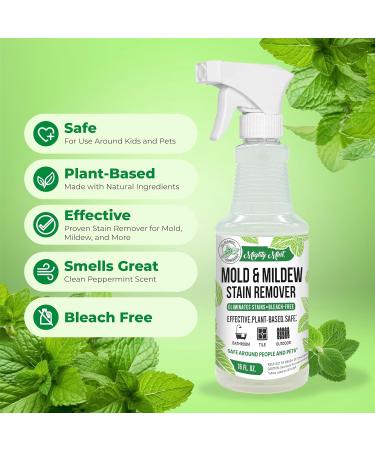 Mighty Mint Mold & Mildew Stain Remover Spray - Natural Peppermint Fast Cleaning for Bathroom Kitchen Hard Water & Outdoor Use - 16oz - Buy Online on GoSupps.com