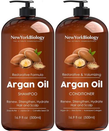 New York Biology Moroccan Argan Oil Shampoo and Conditioner + Coconut Hair Mask - Hair Growth & Volume - Moisturizing & Volumizing - All Hair Types - Buy Online on GoSupps.com
