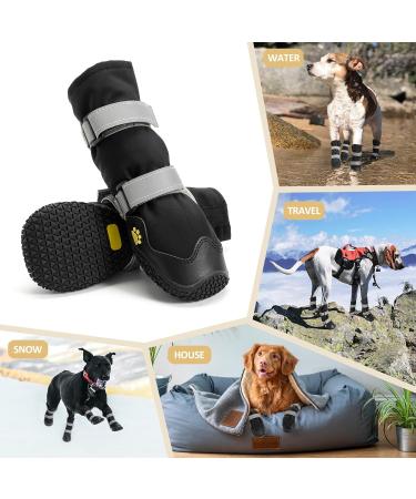 Anti-Slip Waterproof Dog Shoes with Reflective Straps - Small Medium & Large Sizes | Durable Leather & Rubber Sole Paw Protection (Size M Black) - Buy Online on GoSupps.com