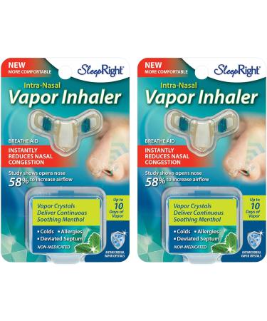 SleepRight Intra-Nasal Vapor Inhaler - Nasal Congestion Reducer & Breathe Aid (2-Pack) for Better Sleep | International Shipping Available - Buy Online on GoSupps.com