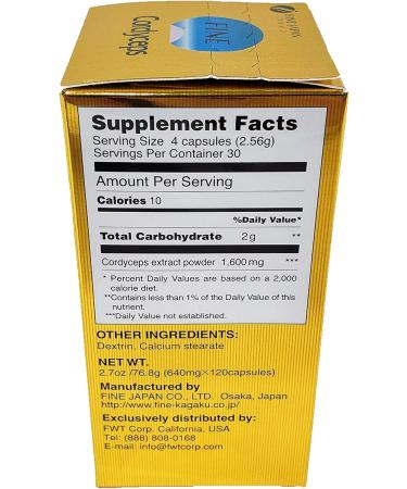 FINE JAPAN Cordyceps Capsules - 120 Count for Energy, Immune Support & Optimal Health - Buy Online on GoSupps.com