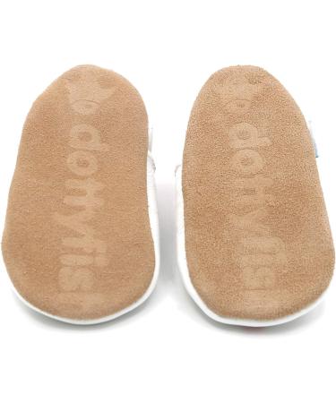 Dotty Fish Soft Leather Baby Shoes - Classic T-Bar Shoes for Girls | Non-Slip Suede Soles | 0-6 Months to 2-3 Years | Silver - Buy Online on GoSupps.com