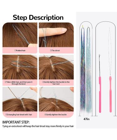 47 1200 Strands Hair Tinsel Kit | Glitter Tinsel Extensions for Women & Girls - Mixed Gold & Silver | Sparkling Fairy Hair Accessories for Festival Party | Includes Tools - Buy Online on GoSupps.com
