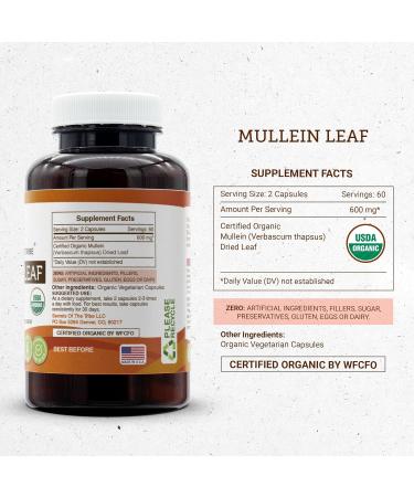 Secrets of the Tribe Mullein Leaf USDA Organic | Made with Vegetarian Capsules and Certified Organic Mullein (Verbascum thapsus) Dried Leaf (120 Capsules) 120 Count (Pack of 1) - Buy Online on GoSupps.com