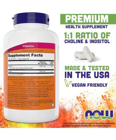 Now Choline & Inositol 180 Veg Capsules - Supports Brain Health & Mood - Vegan & Non-GMO - Buy Online on GoSupps.com