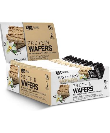 Optimum Nutrition Protein Wafers Vanilla Creme - 9 Pack (1.42 oz Each) | High Protein Snack - Buy Online on GoSupps.com