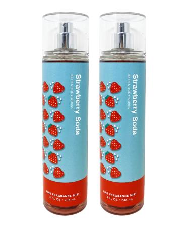 Bath and Body Work STRAWBERRY SODA 2 Pack Fine Fragrance Mist Bundle - 8 fl oz / 236 mL each