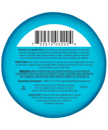 O'Keeffe's Healthy Feet Foot Cream - Guaranteed Relief for Extremely Dry Cracked Feet - Boosts Moisture - 3.2oz Jar (Pack of 2) - Buy Online on GoSupps.com