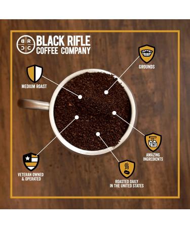 Black Rifle Coffee Just Black Medium Roast Ground Coffee - 12 oz Bag | Cocoa & Vanilla Aroma | Bold Taste with Smooth Buttery Finish | Supports Veterans & First Responders - Buy Online on GoSupps.com