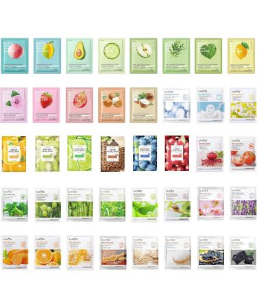 Meleell Korean Collagen Sheet Face Masks Bulk Pack - 40 Combo Pack for Hydrating Spa Treatment, Anti-Aging, and Sensitive Skin Care with Rose, Mango, Cherry, Apple, Tea, Snail, and Bamboo Extracts - Ideal for Women and Teen Girls - Buy Online on GoSupps.com