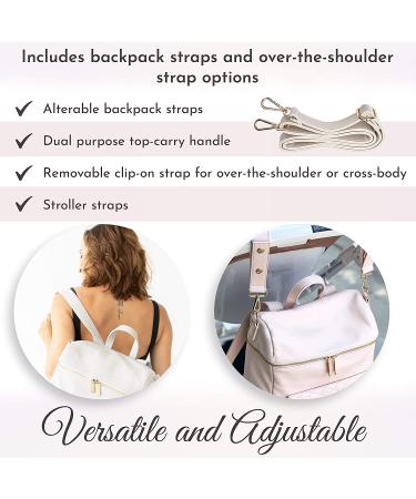 Monaco Diaper Bag Backpack by Luli Bebe - Chic Vegan Leather (Pearl White) - Buy Online on GoSupps.com