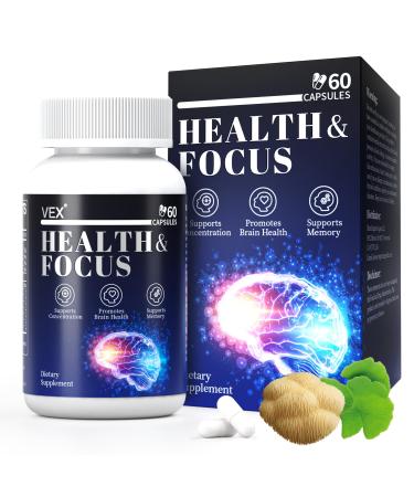 VEX Supplement Memory & Clarity Support with Folic Acid, Vitamin B, Acetylcysteine, Bacopa Monnieri, Lion s Mane, Ginkgo Biloba & Black Pepper Cognitive, 60 Capsules