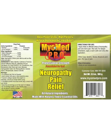 Neuropathy Pain Relief Cream - Fast Acting Essential Oil Formula for All Types of Pain - Made in USA - 3.5 oz by Myomed P.R.O - Buy Online on GoSupps.com