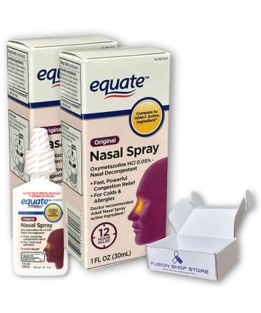 Nasal Spray Decongestant- Original 12 Hour Max Strength 1.0 Fluid Ounce (Pack of 2) Boxed by Fusion Shop Store
