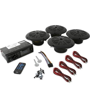 Pyle Marine Head Unit Receiver Speaker Kit with Bluetooth, AM/FM Radio, 6.5 Waterproof Speakers - PLMRKT48BK - Buy Online on GoSupps.com