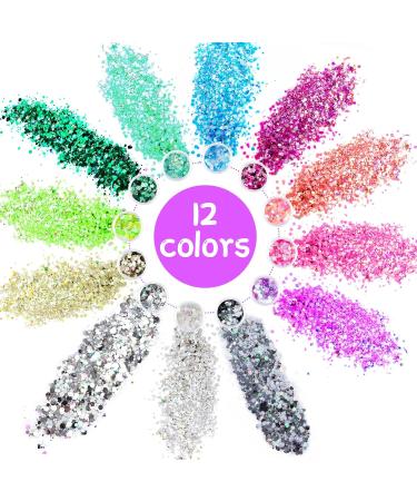 Nail Glitter - 12 Fluorescent Colors for Makeup Face Hair & DIY Crafts | Party & Easter Sequin Essentials - Buy Online on GoSupps.com