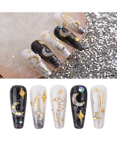 RUNRAYAY 60Pcs 3D Moon Nail Art Charms Colorful & Pearl & Crystal Elegant Nail Studs Diamonds for Nail Accessories Nail Jewelry Decoration for DIY Crafts Nail Decor - Buy Online on GoSupps.com
