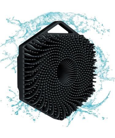 Shampoo brush-hexagonal silicone head skin massage device silicone shampoo brush silicone head skin massage device shampoo brush for children adults women men black