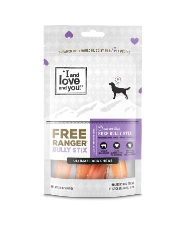 I and love and you Free Ranger Natural Grain Free Bully Stix - 100% Beef Pizzle, 6-Inch, Pack of 5 Free Ranger 6