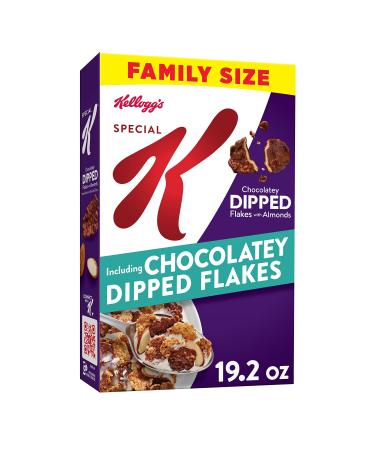 Kellogg's Special K, Breakfast Cereal, Chocolatey Dipped Flakes With Almonds, Anytime Snack, 9.6lb Case (8 Count) Chocolatey Dipped Flakes Pack of 8 (19.2 Ounce Boxes)