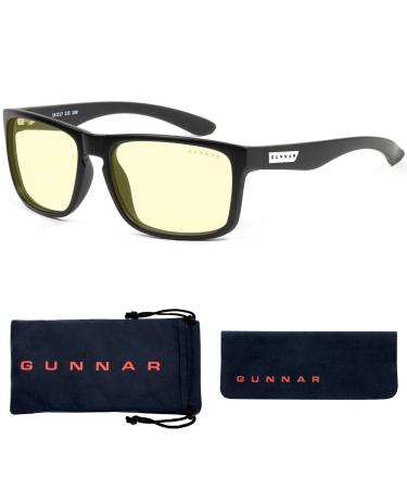 Gunnar gaming and computer glasses - Intercept Onyx frame amber lenses - 65% blue light and 100% UV protection - strength + 3.0 - Premium blue light glasses - reduced eye load