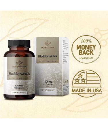 HERRBAMAMA Bladderwrack Capsules - 1200mg Natural Thyroid Support & Joint Health - Organic Vegan Supplement for Weight Management - Non-GMO Immune Booster - Buy Online on GoSupps.com