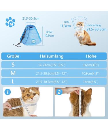 Adjustable Soft Protective Cat Collar | Halskrause Non-Protective Collar for Cats Puppies & Small Dogs - Blue (M) - Buy Online on GoSupps.com