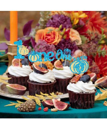 Gyufise 24Pcs Pumpkin One Birthday Cupcake Toppers Pumpkin Baby Boy 1st Birthday Cupcake Picks Pumpkin Theme Kids First Birthday Cake Decorations for Fall Harvest Baby Shower Party Decorations Blue Style 7 Blue - Buy Online on GoSupps.com