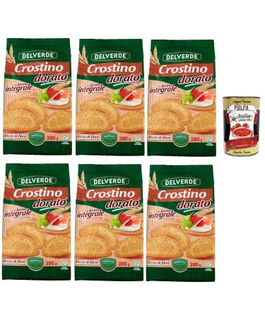 Italian Gourmet E.R. Buitoni Crostino con Farina Integral Croutons with Whole Grain Flour 6 x 300 g High Fibre + Gourmet Italian Polpa 400 g