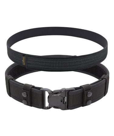 Dotacty Duty Belt Kit for Law Enforcement Police Security Correctional Officer 2"/2.25" Tactical Utility Patrol Nylon Belt Black(2.25 Inch Width) X-Large