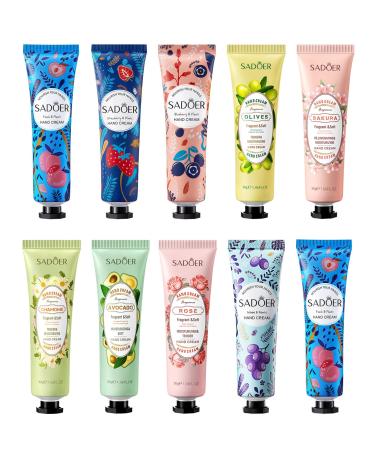 Small Hand Cream for Dry Cracked Hands Nurse Doctor Working Hand Natural Fragrance Mini Hand Lotion Travel Size Hand Cream Baby Bridal Shower Wedding Favors Gift for Women Adult Guests Girl(10 Pack) 31 g (Pack of 1)