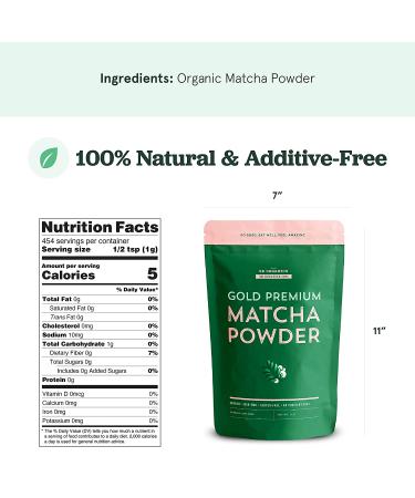 Sun Bay Organics Matcha Green Tea Gold Premium Powder - USDA Organic Non-GMO - 16 oz - Buy Online on GoSupps.com