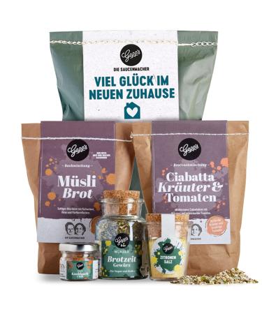 Gepps delicatessens Gift-resistant gift basket I bread and salt gift to move in I inauguration gift with 2 bread baking mixes lemon salt & snack-spells I catchment gifts for the move house inauguration