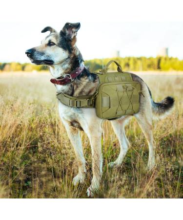 Huntvp Tactical 1000D Dog Harness & Backpack | Adjustable Molle Saddlebag for Medium & Large Dogs | Perfect for Hunting Training & Hiking (Green) - Buy Online on GoSupps.com